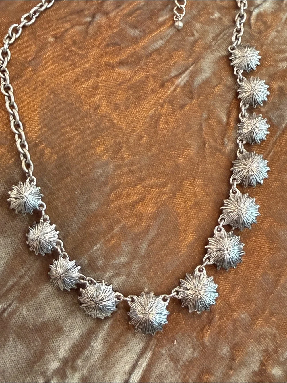 Clear Rivoli Crystal Statement Necklace Antiqued Silver Tone-1067